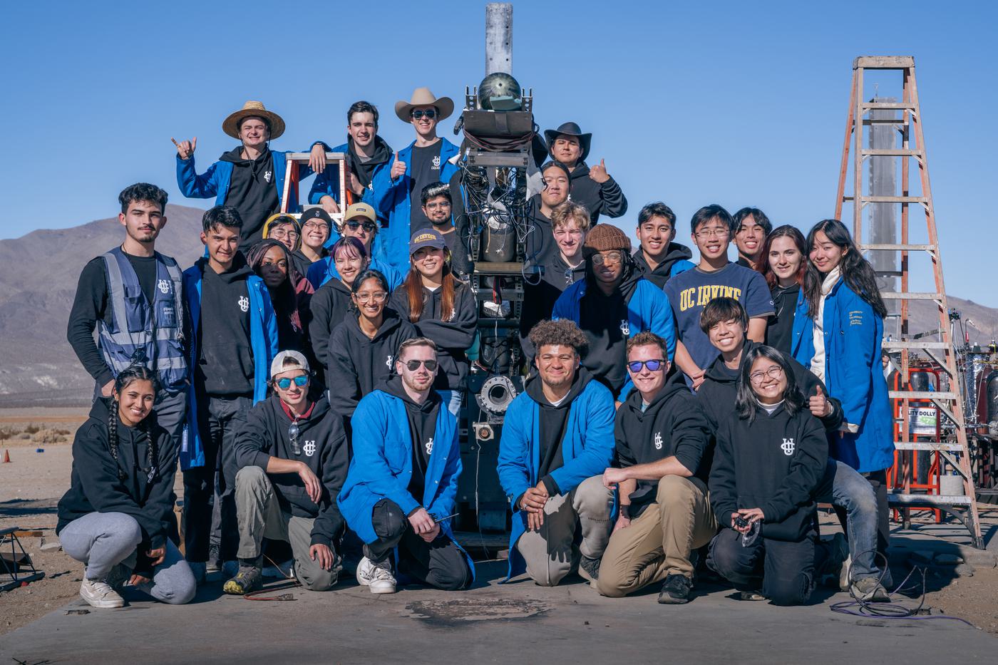The UCI Rocket Project Liquids team at the desert test site
